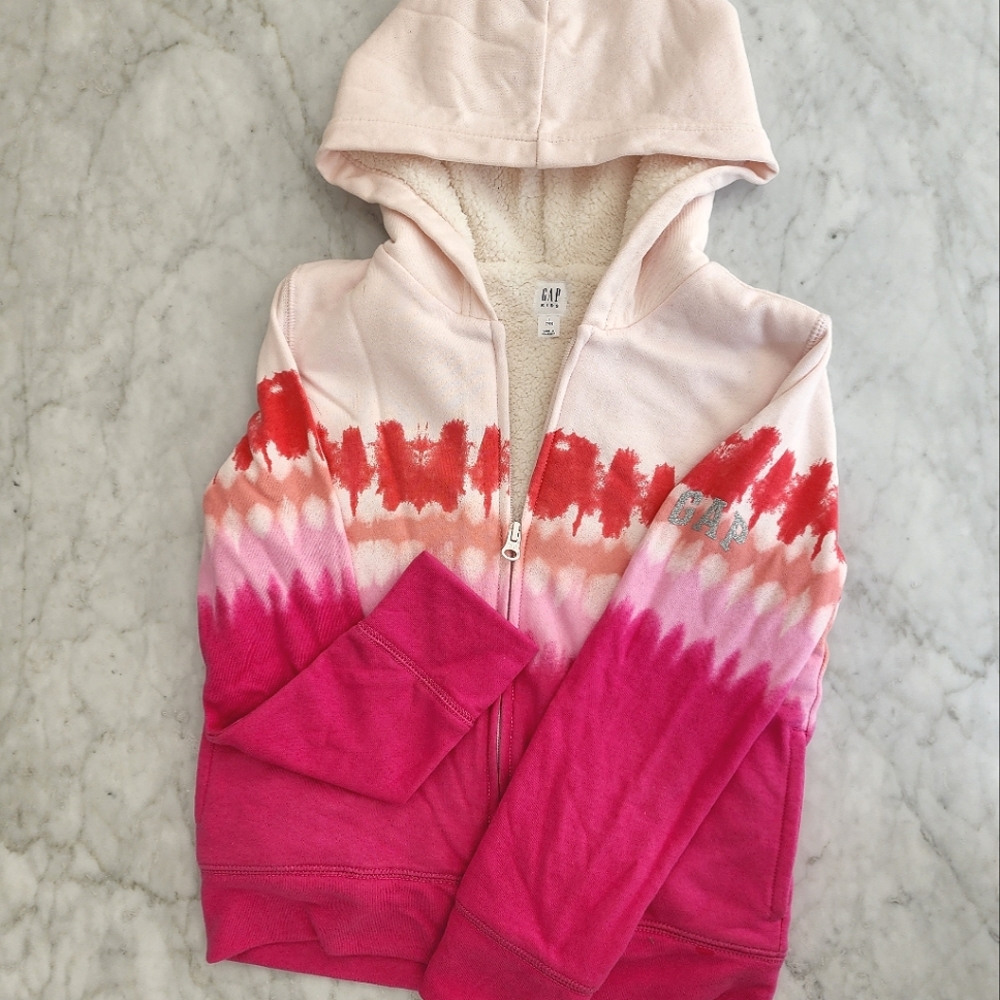 Pink tie dye GAP fleece zip up hoodie